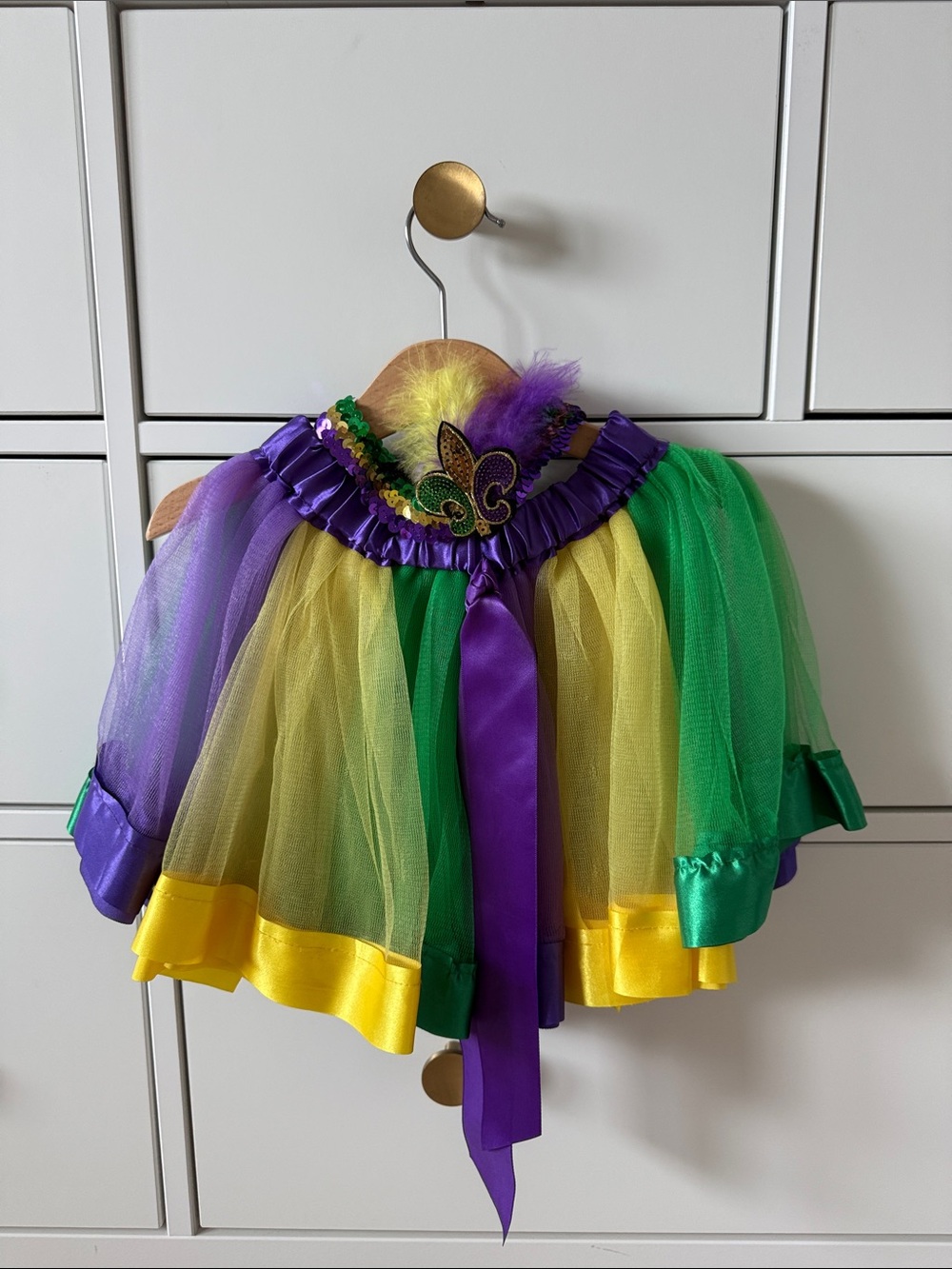 Kids Mardi Gras Tutu Skirt in Purple, Green & Gold + headband